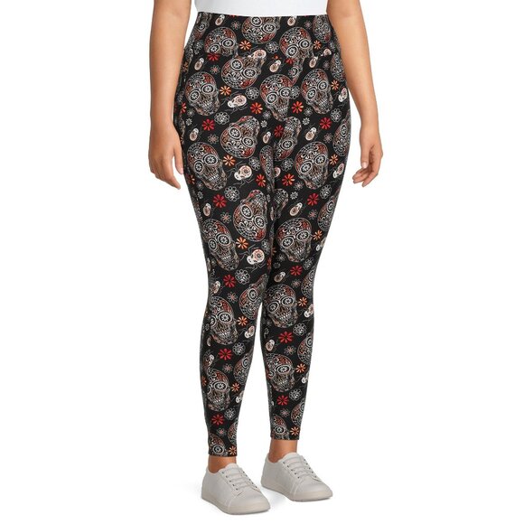 NWT Terra & Sky Womens Plus Size Fitted Legging 0X, 2X High Rise Halloween Skull - Picture 6 of 7